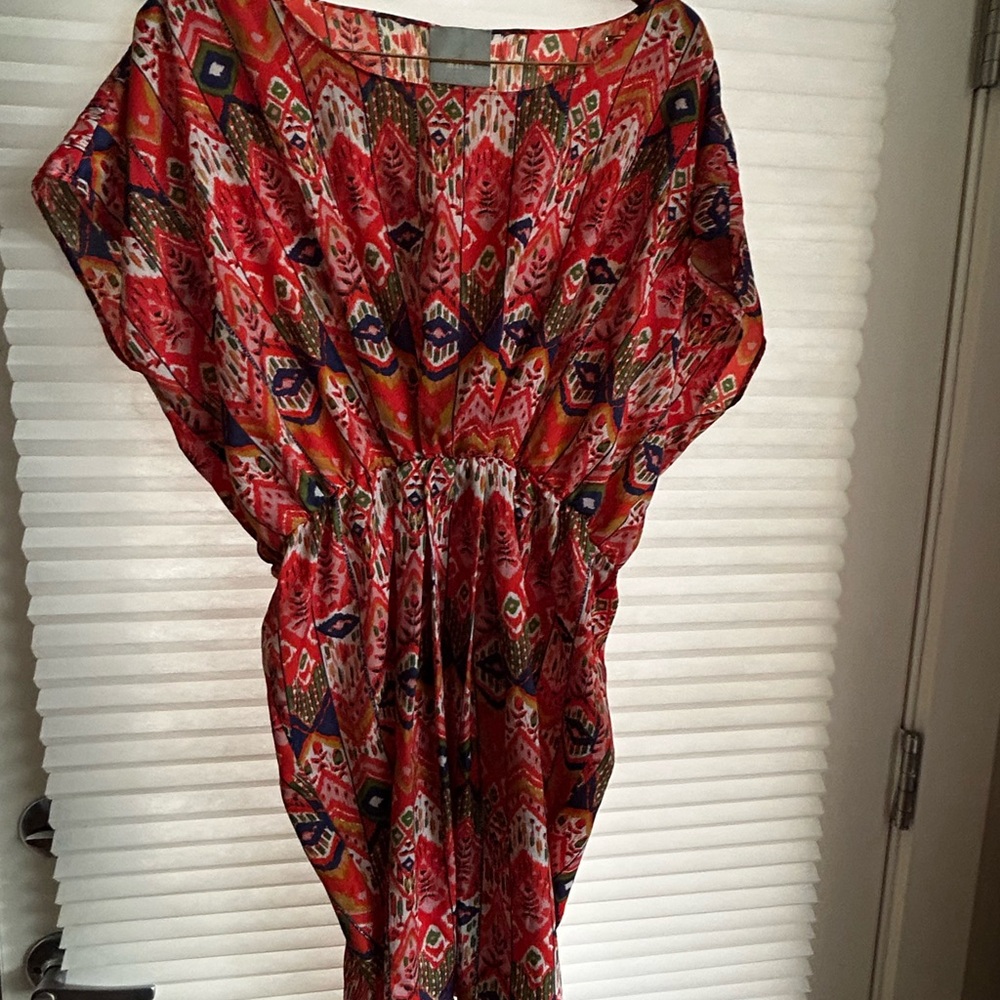 Maeve Red and Blue multicolored Patterned Tunic